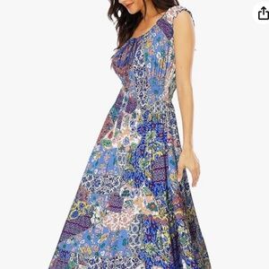 OSTOO Women's 2025 Summer Boho Floral Print Tiered Casual Flowy Long Maxi Dress